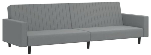 Kanapa, 2-osobowa jasnoszara, tapicerowana aksamitem