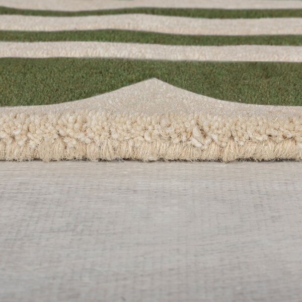 Zielono-naturalny wełniany dywan tkany ręcznie 120x170 cm Lois Scallop – Flair Rugs