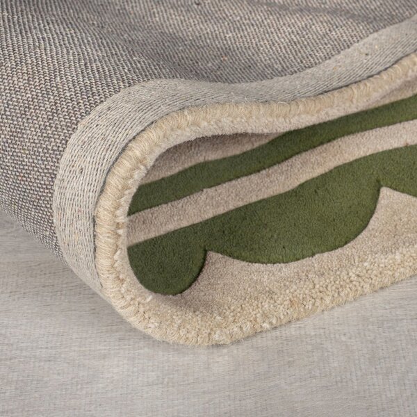 Zielono-naturalny wełniany dywan tkany ręcznie 120x170 cm Lois Scallop – Flair Rugs