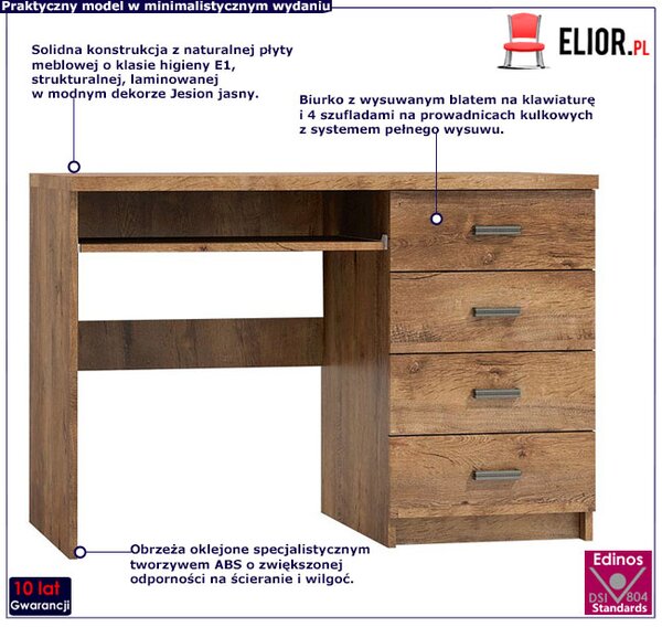 Biurko w dekorze jesion jasny E6-T61