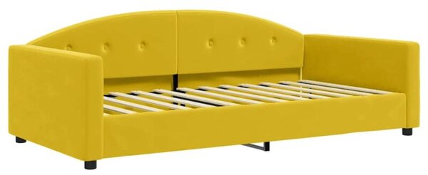 Sofa z funkcją spania, żółta, 100x200 cm, obita aksamitem