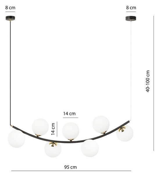 Ritz 7 White – żyrandol, duża lampa wisząca, szklane kule, oświetlenie salonu domodes
