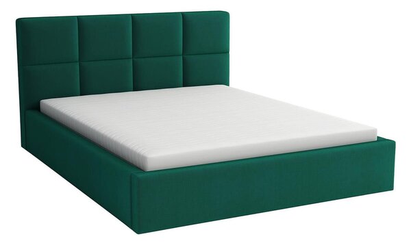 Łóżko tapicerowane 180x200 z materacem do sypialni - Alaska Ciemno Zielone