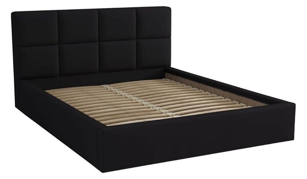 Łóżko do sypialni tapicerowane 140x200 z pojemnikiem - Alaska Czarne