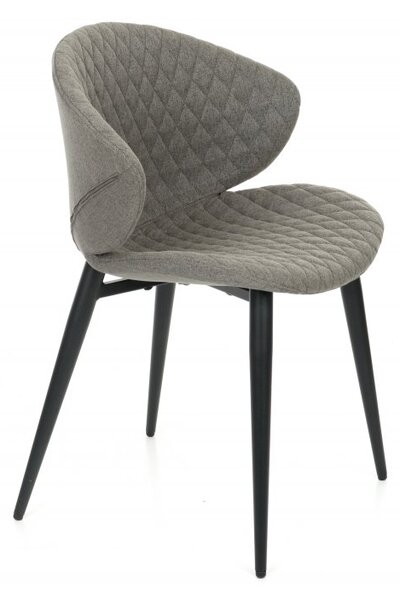 Krzesło Aster do jadalni, nowoczesne, grafitowe, z tapicerowanym siedziskiem i metalowymi nóżkami