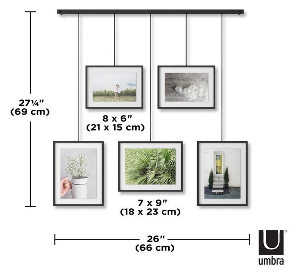 Czarne metalowe ramki ścienne zestaw 5 szt. 66x69 cm Exhibit – Umbra