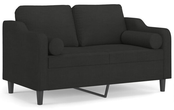 Sofa 2-osobowa z poduszkami, czarna, 120 cm, tkanina