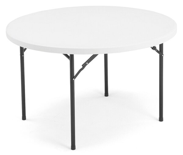 Stół MIKA, składany, Ø1220 mm, czarny, biały