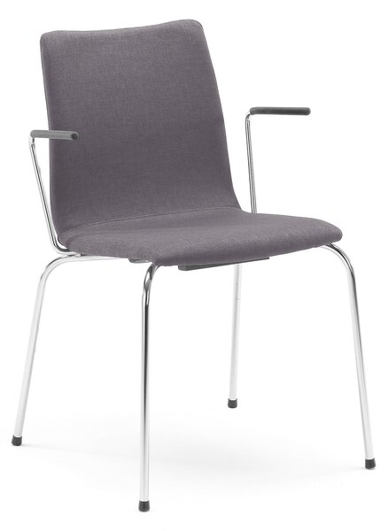 Krzesło konferencyjne OTTAWA, podłokietniki, szary, chrom