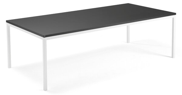 Stół konferencyjny MODULUS, 2400x1200 mm, rama 4 nogi, biały, czarny