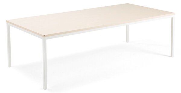 Stół konferencyjny MODULUS, 2400x1200 mm, rama 4 nogi, biały, brzoza