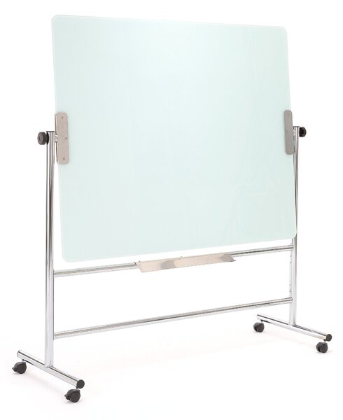 Szklana tablica suchościeralna GLENDA, obrotowa, 1200x900 mm, biały