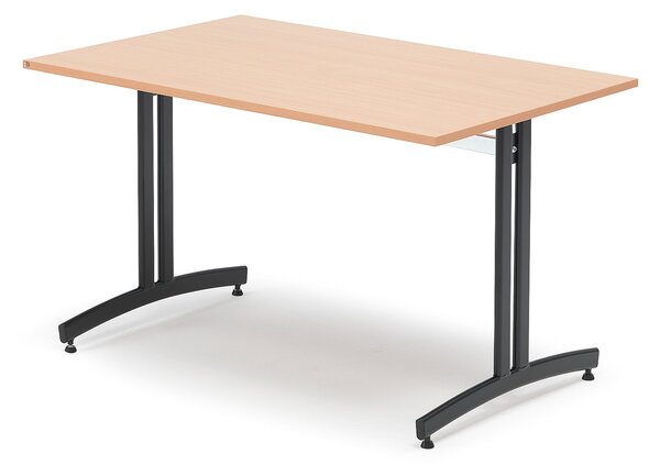 Stół do stołówki SANNA, 1200x800x720 mm, laminat, buk, czarny