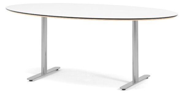 Stół konferencyjny SELMA, owalny, 1900x1000x700 mm, biały, szary