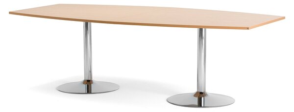 Stół konferencyjny FLEXUS, 2400x1200x750 mm, buk, chrom