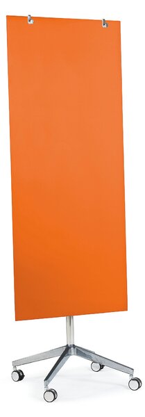 Szklana tablica suchościeralna STELLA, na kółkach, pomarańczowy