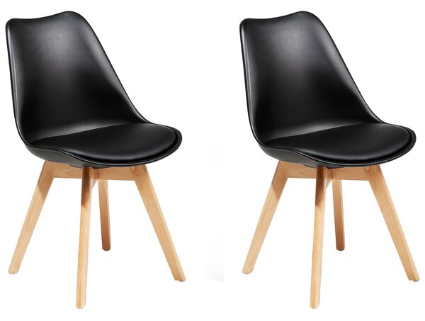 Zestaw 2 krzeseł tapicerowany do jadalni drewniane nóżki czarny Dakota II Beliani