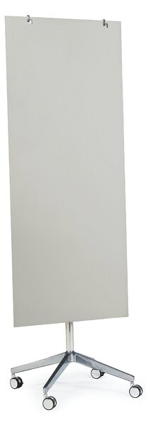 Szklana tablica suchościeralna STELLA, na kółkach, 650x1575 mm, szary