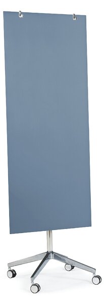 Szklana tablica suchościeralna STELLA, na kółkach, szaroniebieski
