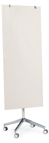 Szklana tablica suchościeralna STELLA, na kółkach, 650x1575 mm, jasnoszary