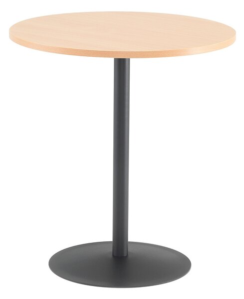 Stół do kawiarni ASTRID, Ø 700 mm, laminat, buk, czarny