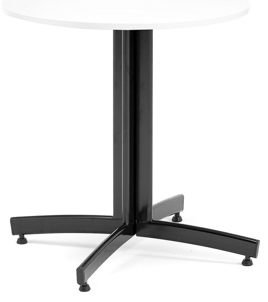 Stół do stołówki SANNA, Ø 700x720 mm, laminat, biały, czarny