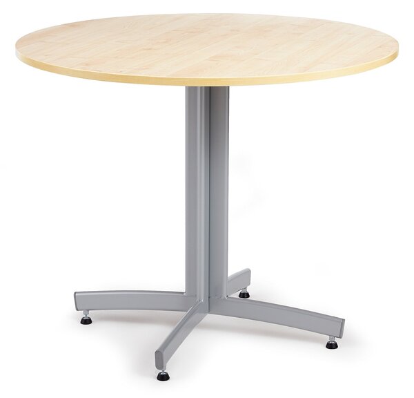 Stół do stołówki SANNA, Ø 900x720 mm, laminat, brzoza, szary