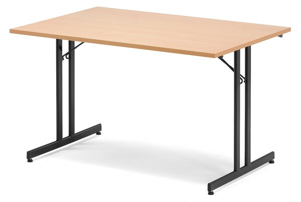 Stół konferencyjny EMILY, składany, 1200x800x720 mm, buk, czarny