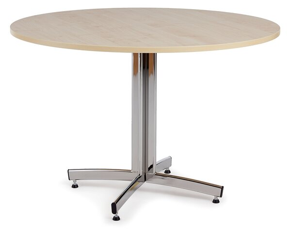 Stół do stołówki SANNA, Ø 1100x720 mm, laminat, brzoza, chrom
