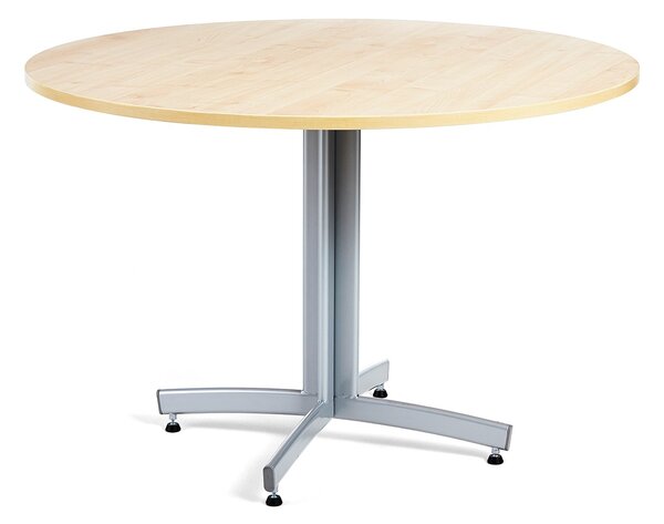 Stół do stołówki SANNA, Ø 1100x720 mm, laminat, brzoza, szary
