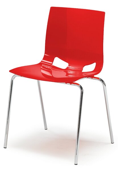 Kolorowe krzesło z tworzywa sztucznego PHOENIX, czerwony