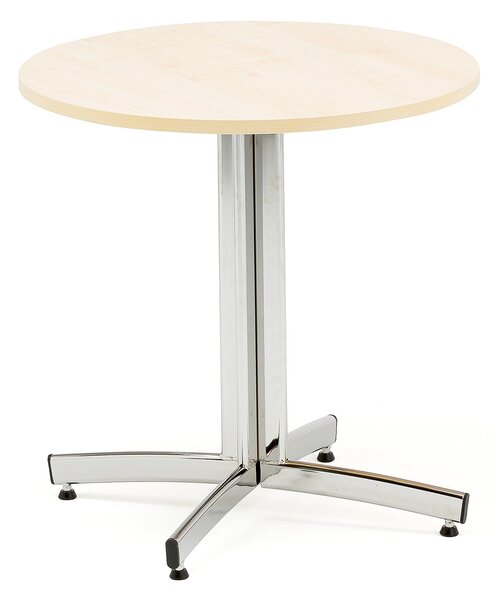 Stół do stołówki SANNA, Ø 700x720 mm, laminat, brzoza, chrom