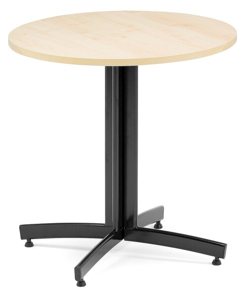 Stół do stołówki SANNA, Ø 700x720 mm, laminat, brzoza, czarny