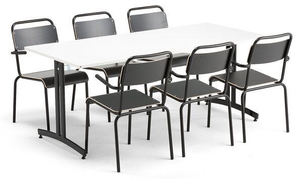 Zestaw mebli SANNA + FRISCO, stół + 6 krzeseł czarny