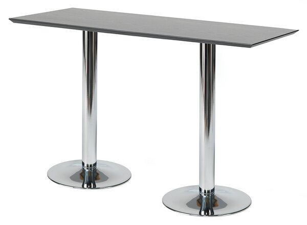 Stół barowy BIANCA, 1800x700x1125 mm, czarny, chrom