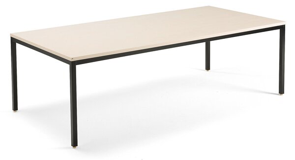 Stół konferencyjny MODULUS, 2400x1200 mm, rama 4 nogi, czarny, brzoza