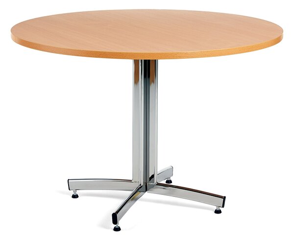 Stół do stołówki SANNA, Ø 1100x720 mm, laminat, buk, chrom