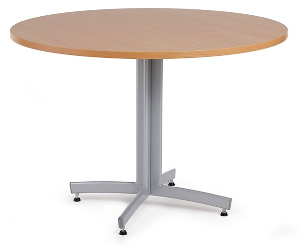 Stół do stołówki SANNA, Ø 1100x720 mm, laminat, buk, szary