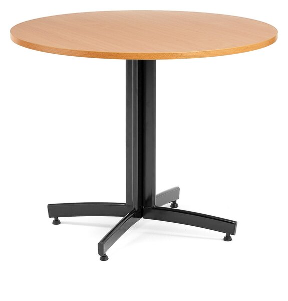 Stół do stołówki SANNA, Ø 900x720 mm, laminat, buk, czarny