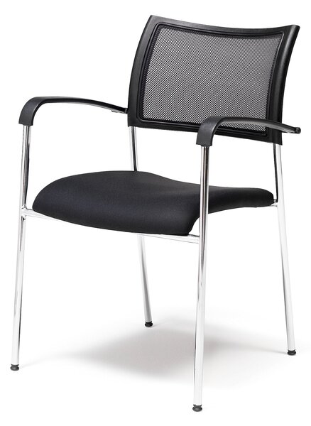 Krzesło konferencyjne TORONTO, oparcie z siatki, czarny, chrom