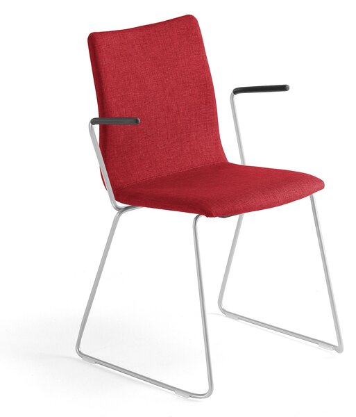 Krzesło konferencyjne OTTAWA, podłokietniki, czerwony, szary