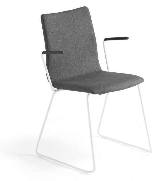 Krzesło konferencyjne OTTAWA, podłokietniki, szary, biały