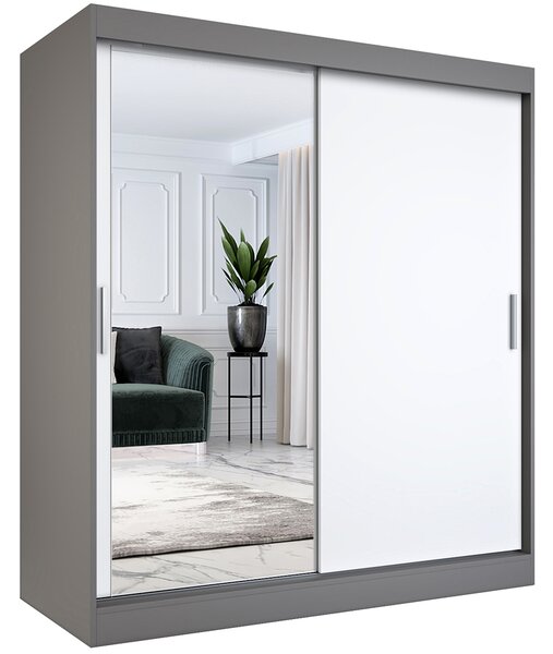 Szafa przesuwna antracyt + biały 180 cm N2-P55