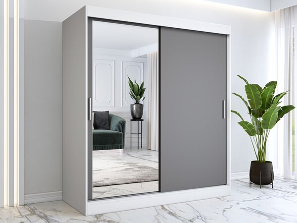 Szafa przesuwna biały + antracyt 180 cm x K6-P35