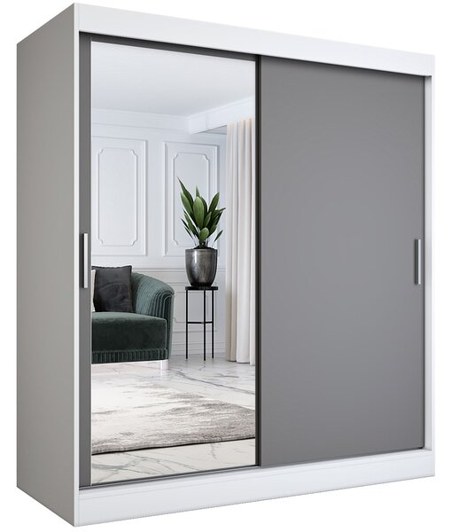 Szafa przesuwna biały + antracyt 180 cm - Lenora 5X