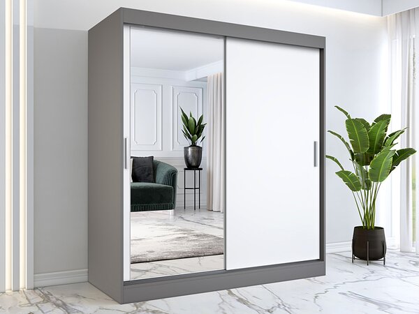 Szafa przesuwna antracyt + biały 180 cm N2-P55