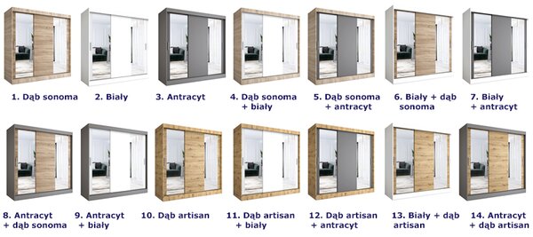 Szafa przesuwna antracyt 200 cm M1-C24