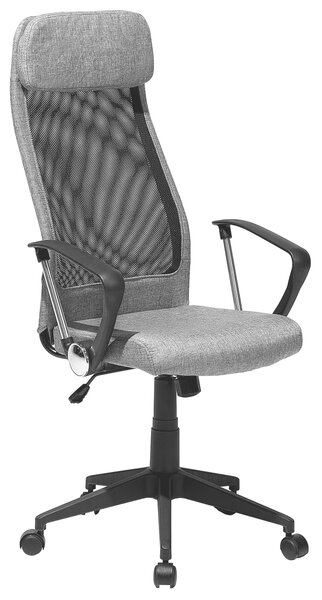 Krzesło fotel biurowy tapicerowane obrotowe regulowane szare Pioneer Beliani
