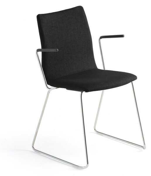 Krzesło konferencyjne OTTAWA, podłkietniki, czarny, chrom
