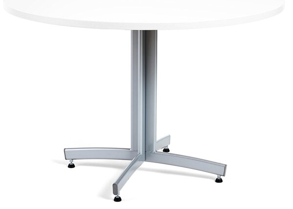 Stół do stołówki SANNA, Ø 1100x720 mm, laminat, biały, szary